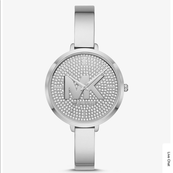 Michael kors silver watch with crystals embedded - Picture 1 of 3